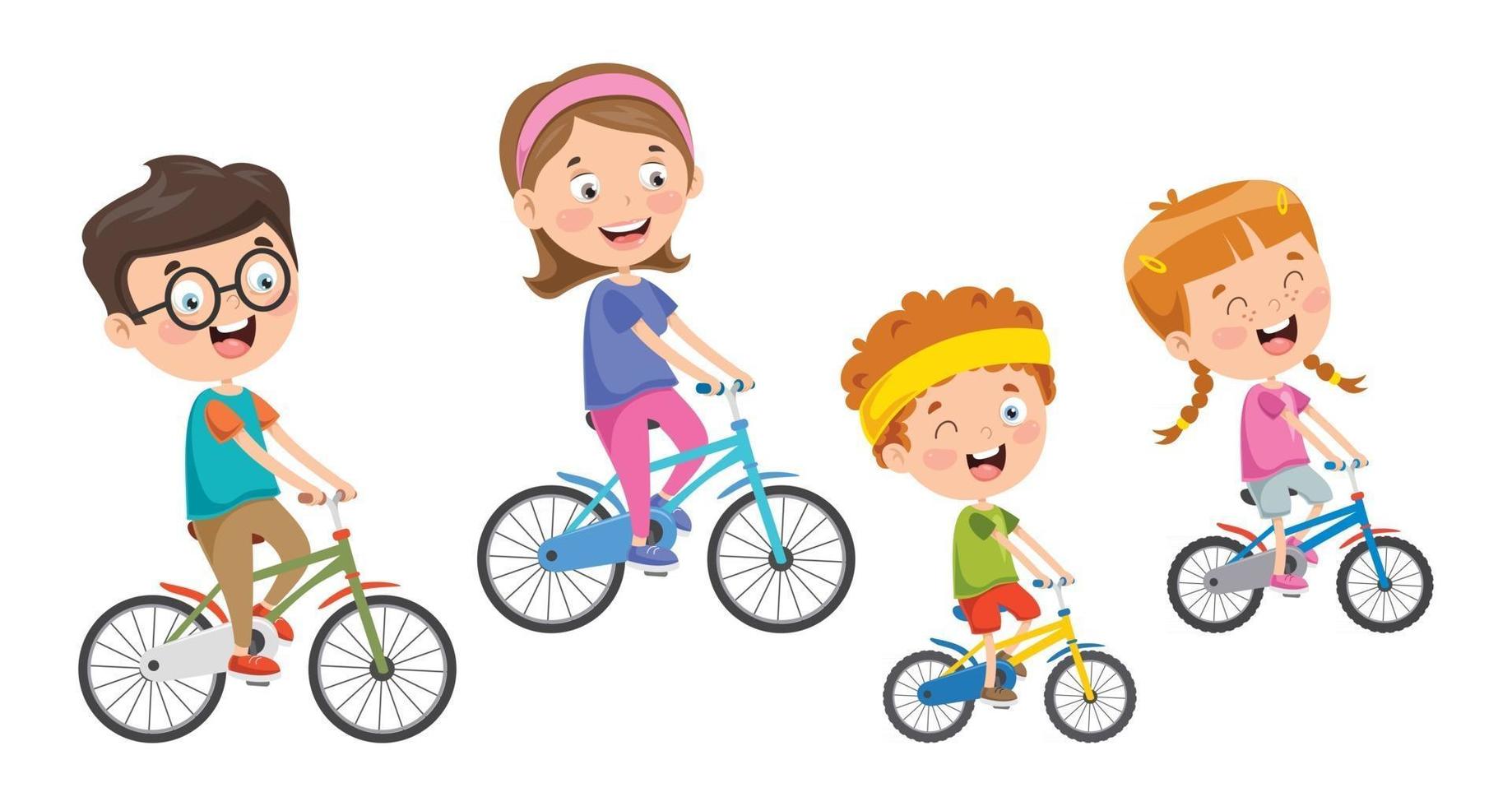 familia feliz montando bicicleta juntos vector
