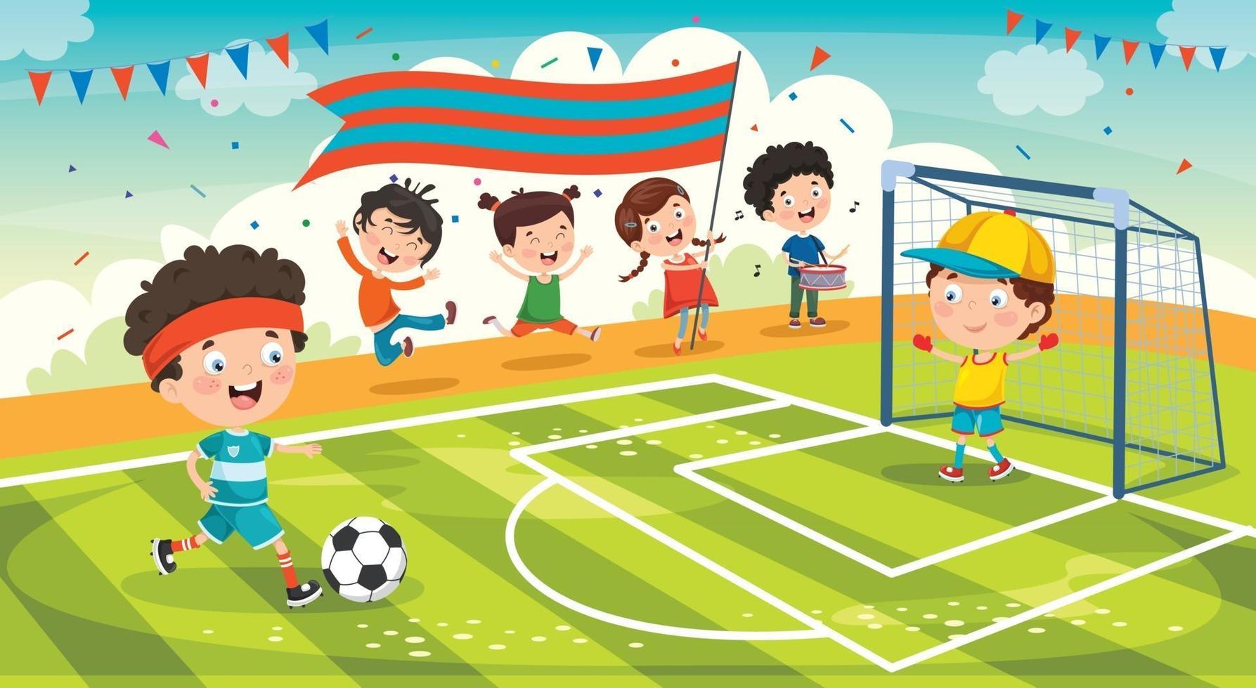 Little Children Playing Football vector