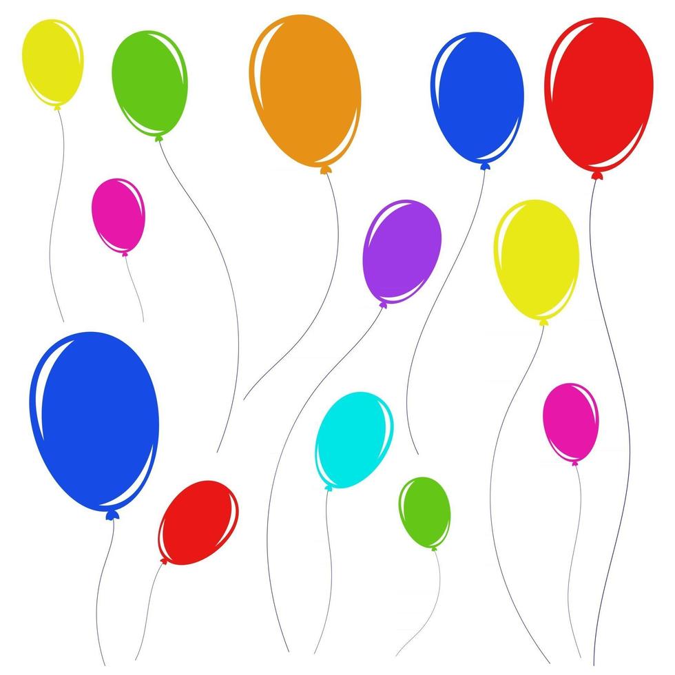 conjunto de hermosos globos de colores con cuerdas vector