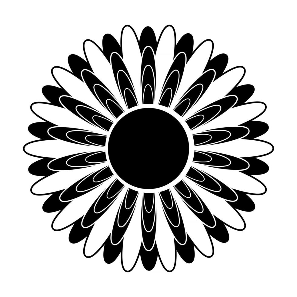 Black and white silhouette of a flower in an abstract style vector