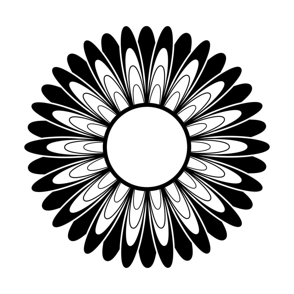 Black and white silhouette of a flower in an abstract style vector