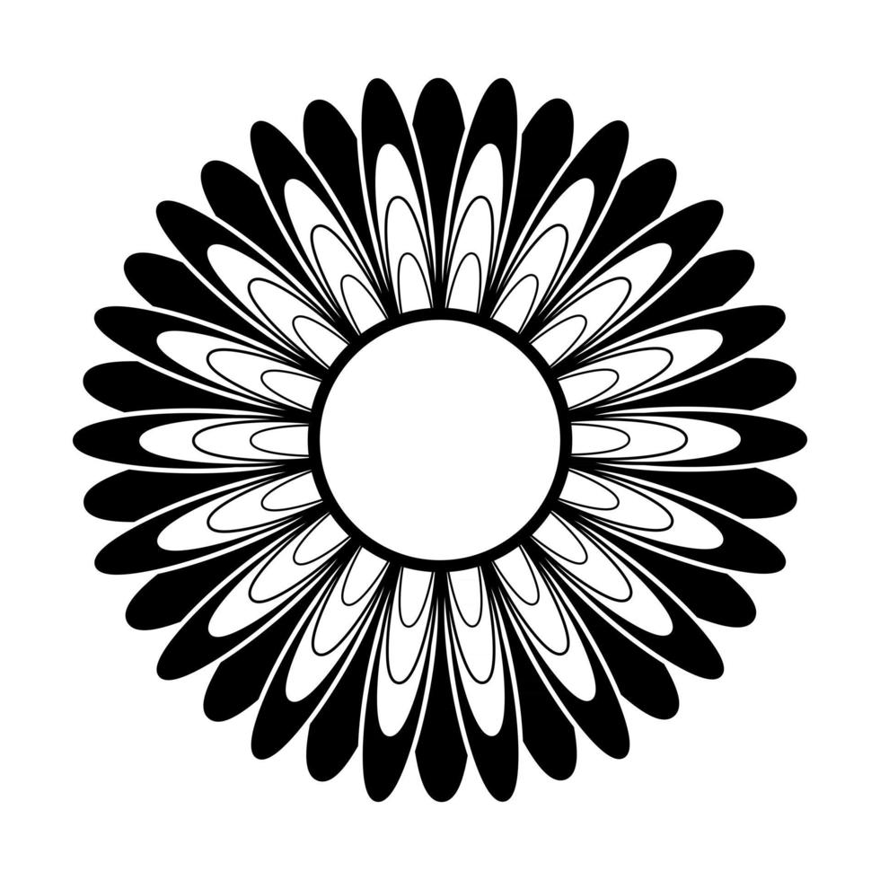 silueta en blanco y negro de una flor en un estilo abstracto vector