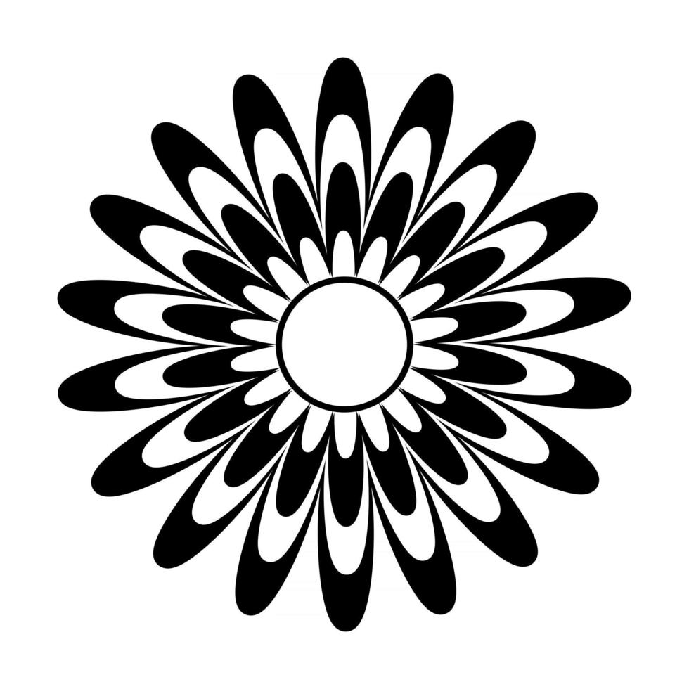 silueta en blanco y negro de una flor en un estilo abstracto vector
