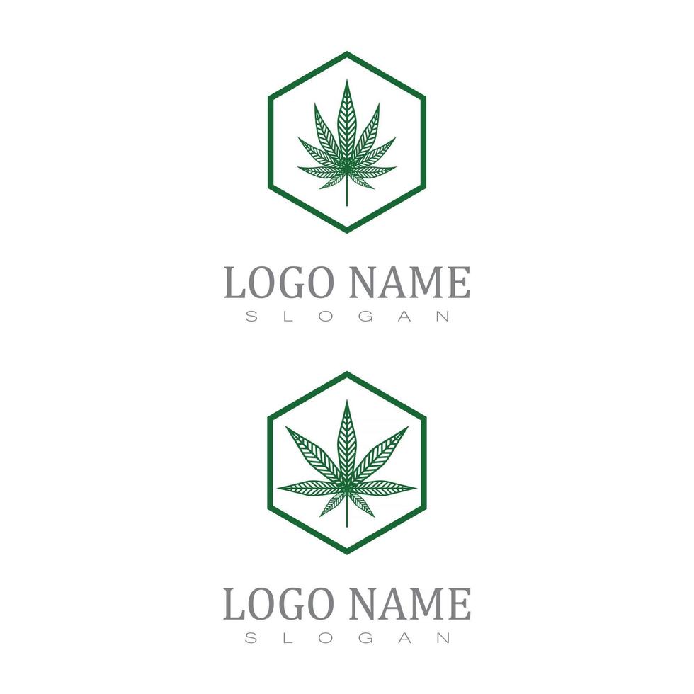 Cannabis Marijuana Hemp Pot Leaf Silhouettes Logo Vector