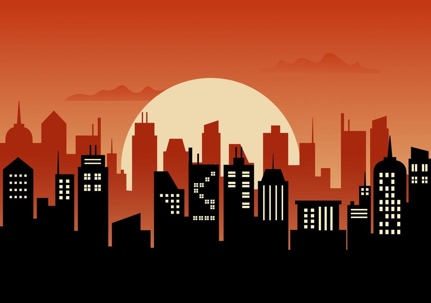 City Landscape Buildings and Architecture Silhouette Vector Background Collage Set