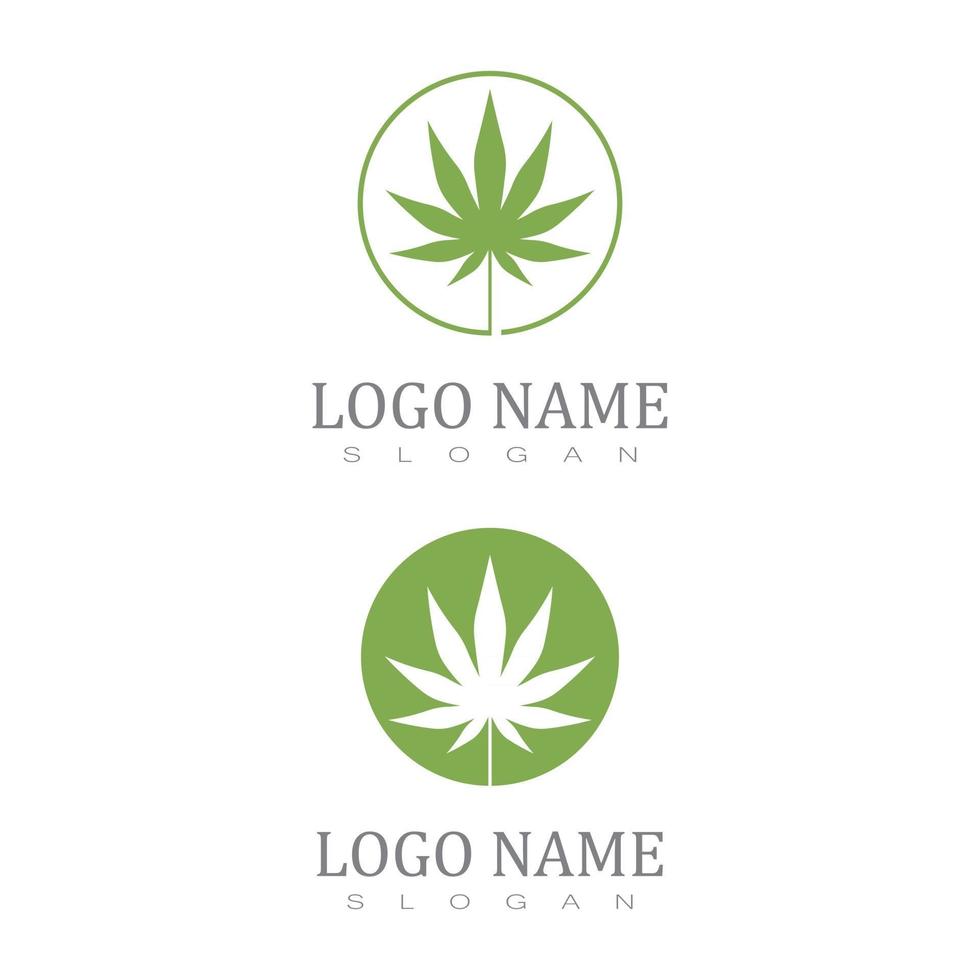 Cannabis Marijuana Hemp Pot Leaf Silhouettes Logo Vector