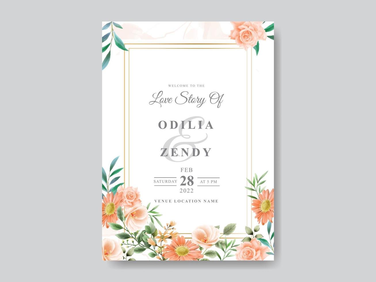 Romantic Floral Wedding Invitation Card vector