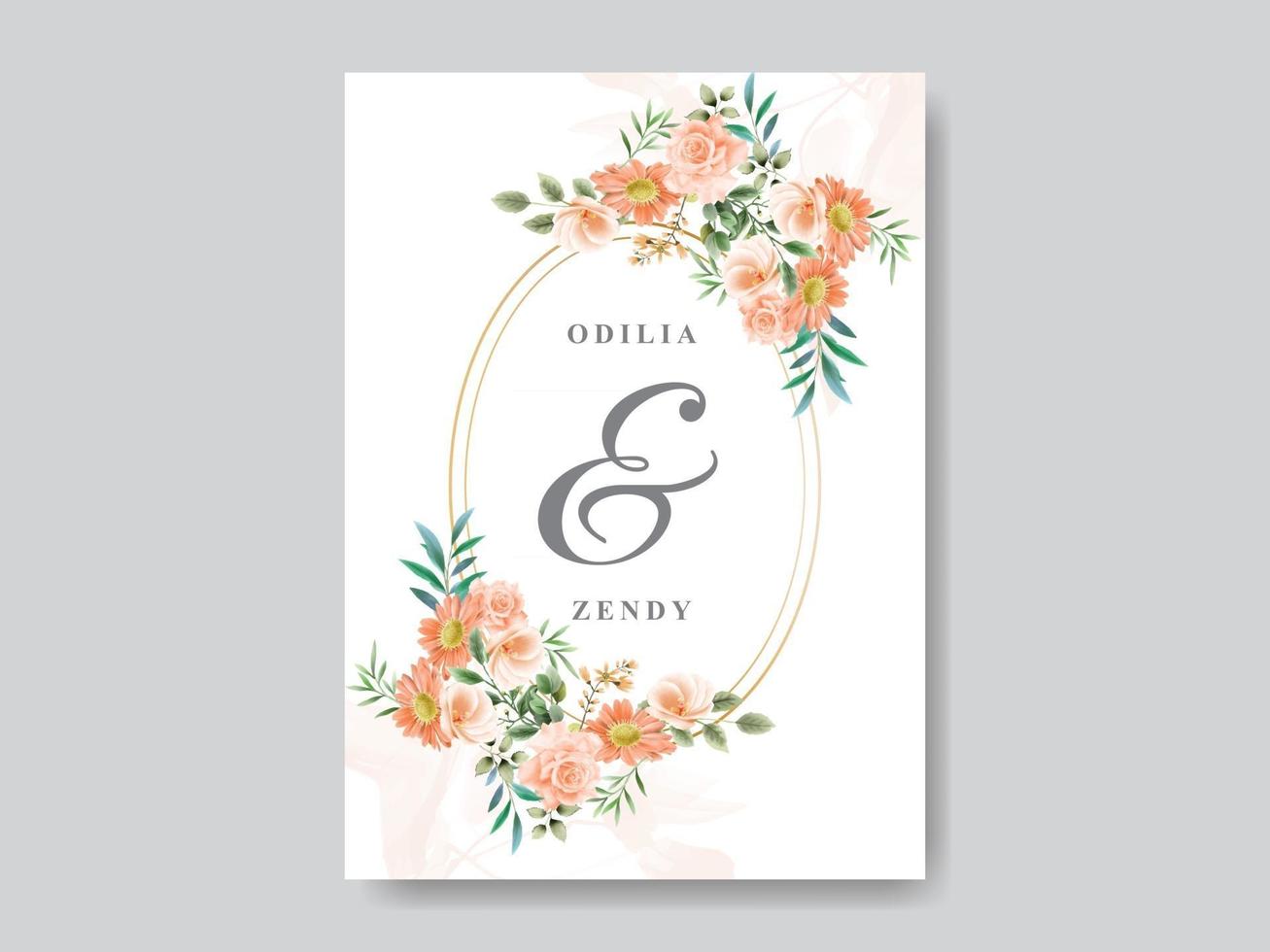 Romantic Floral Wedding Invitation Card vector