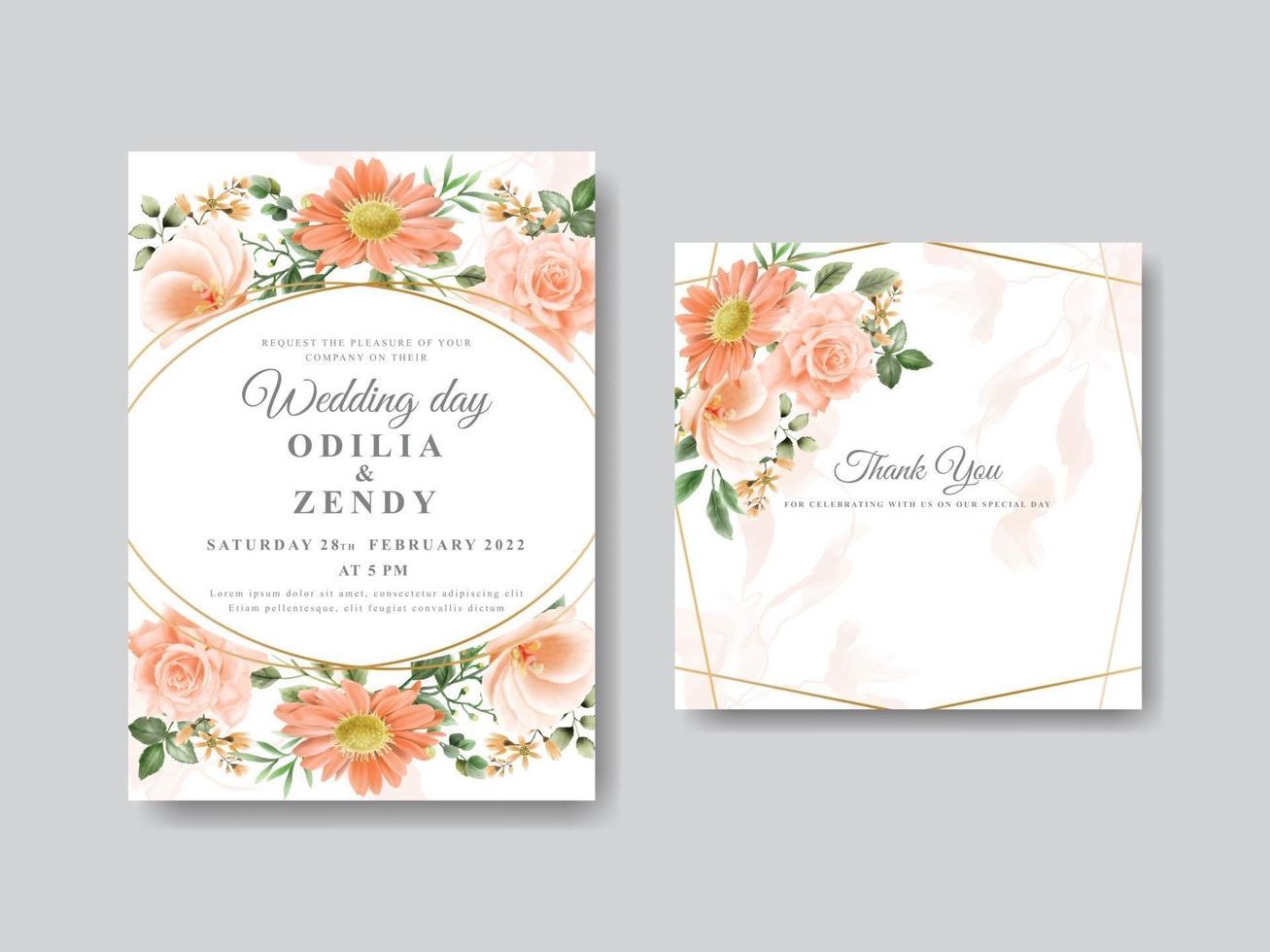 Romantic Floral Wedding Invitation Card vector