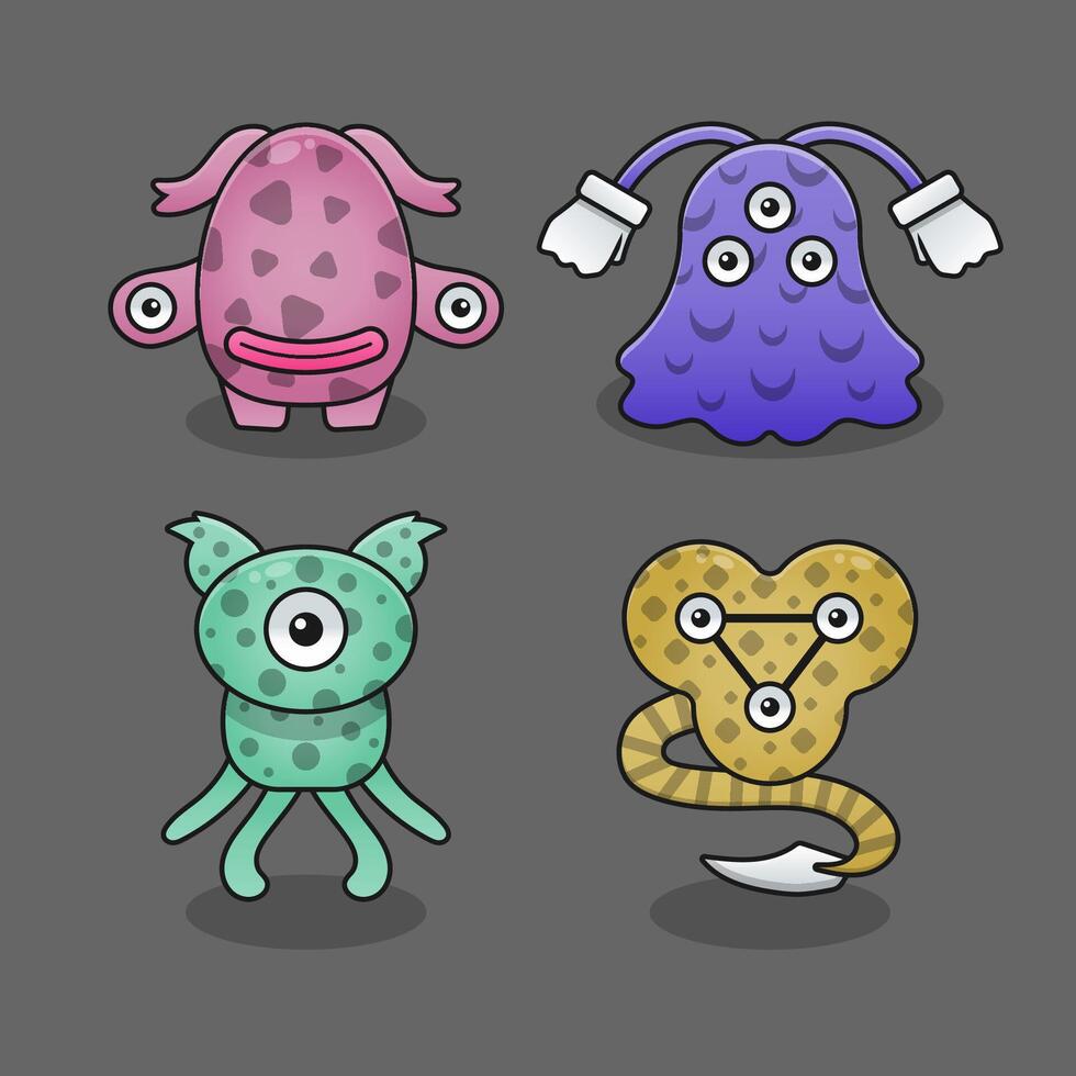 Monster devil aliens design game items vector