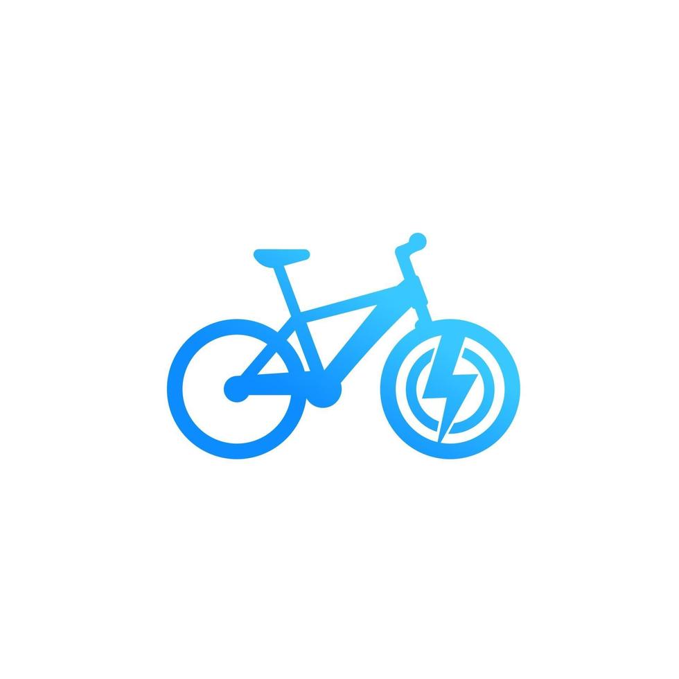 icono de bicicleta eléctrica, e-bike aislado en blanco, vector