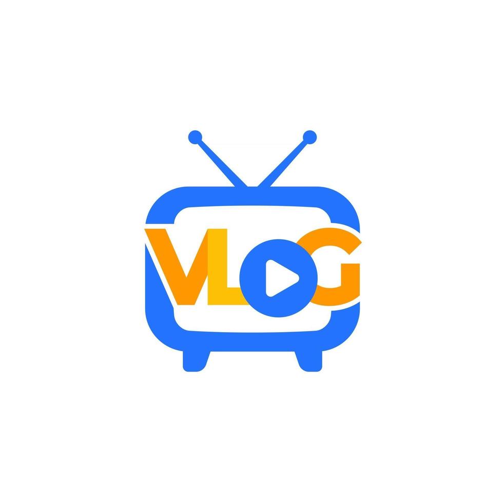 Vlog logo with retro tv, vector