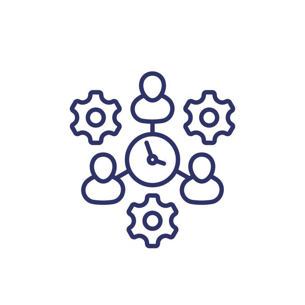 teamwork and deadline icon, line vector