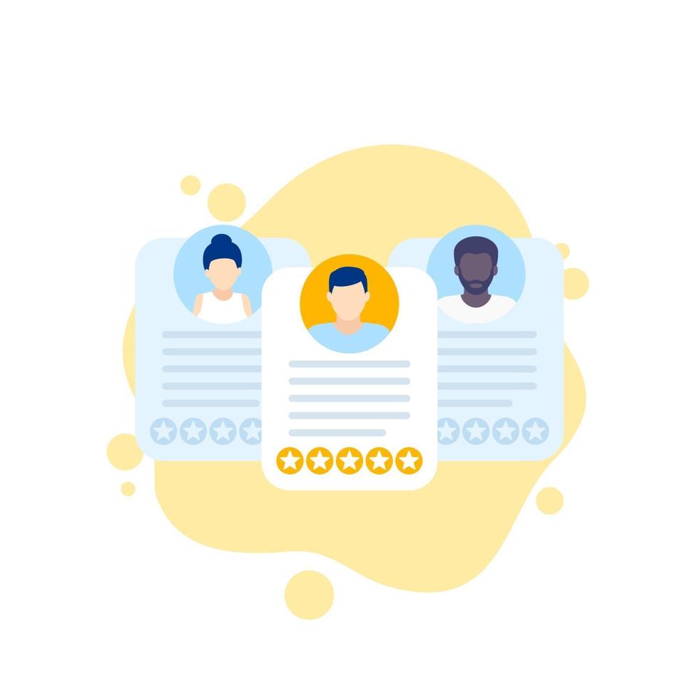 recruiting, HR and employee review vector icon