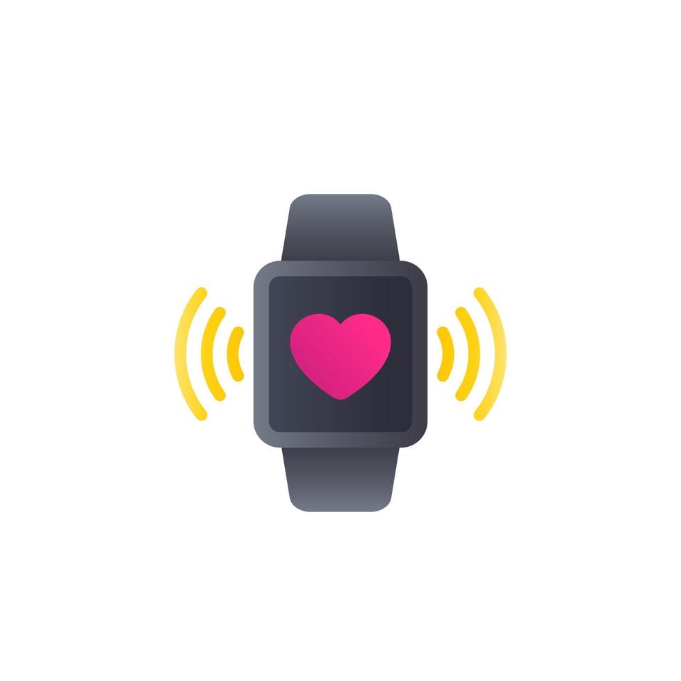 Heart monitor app icon with smart watch vector