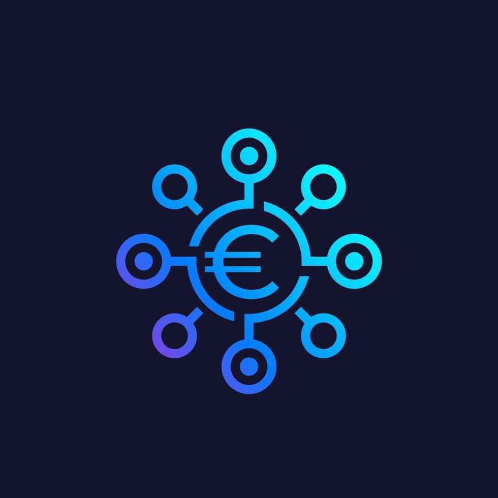 icono de diversificación financiera con euro vector