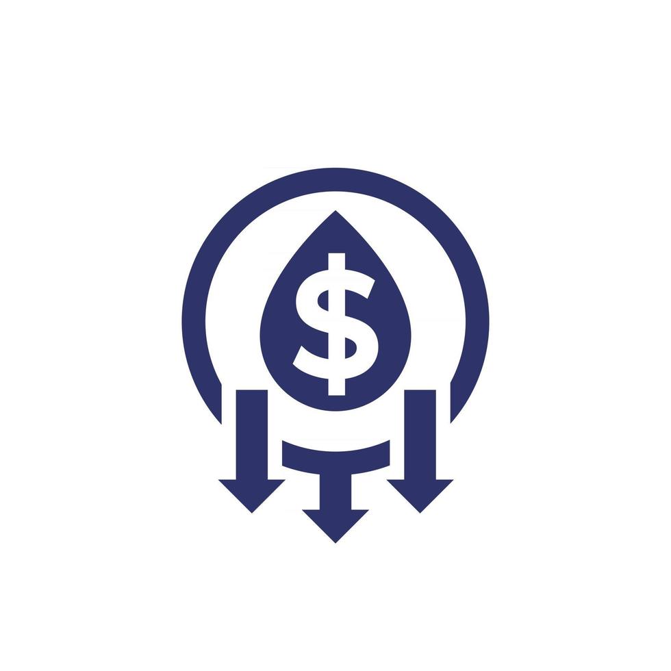 oil price drop icon on white vector
