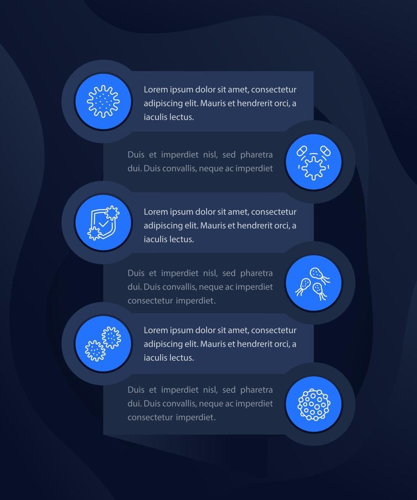 microbe, virus and bacteria infographics with line icons, vector
