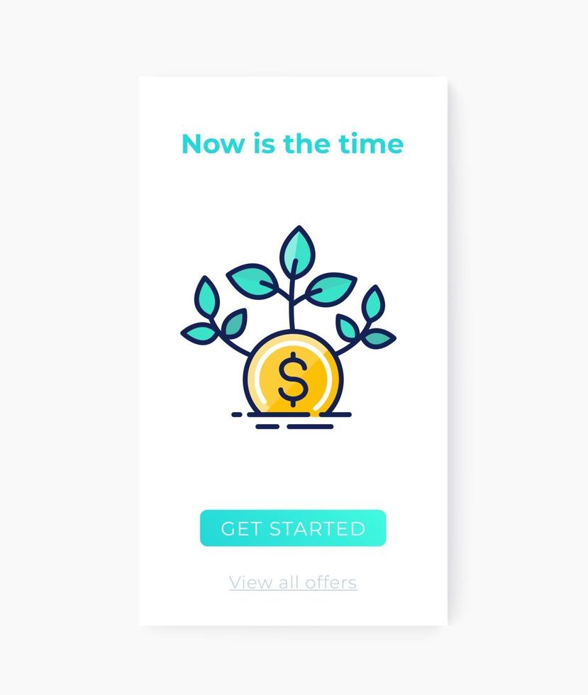 investing app, mobile ui design vector