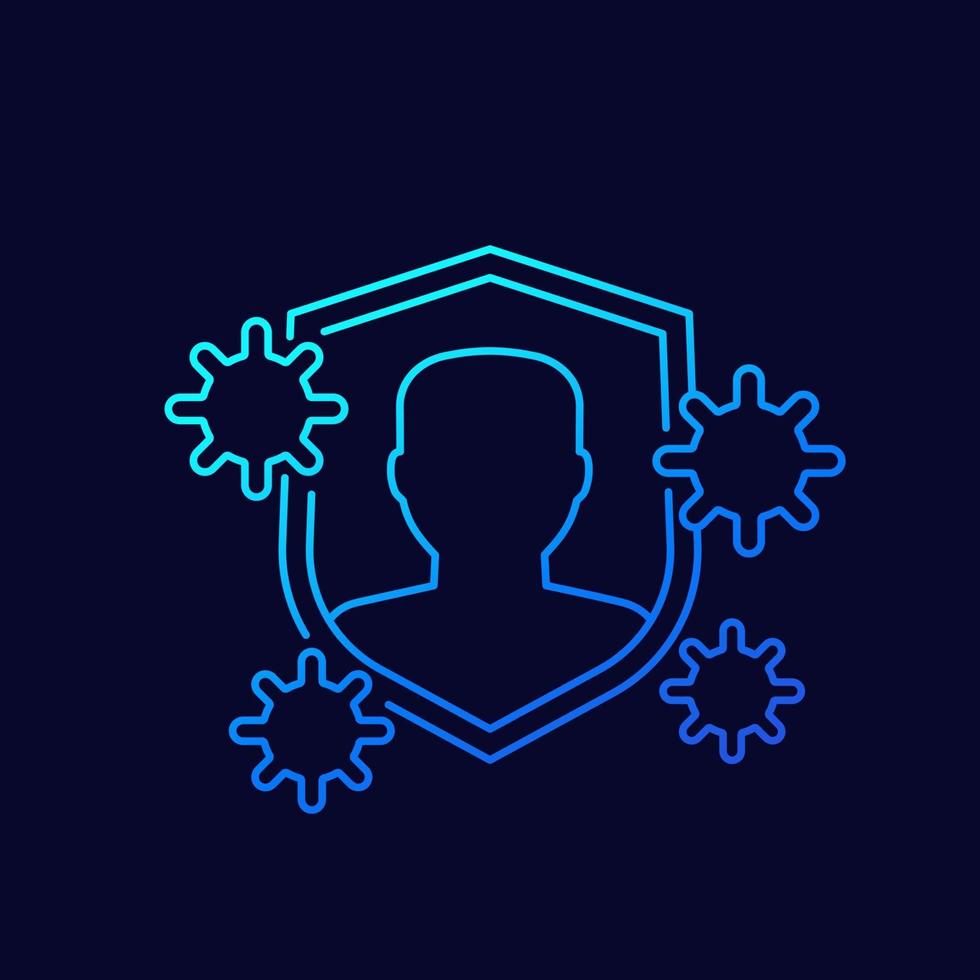 immune system, immunity line icon, vector