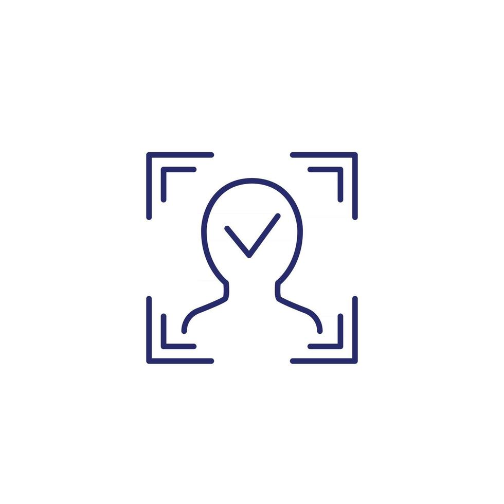 Face recognition and scanning line icon vector