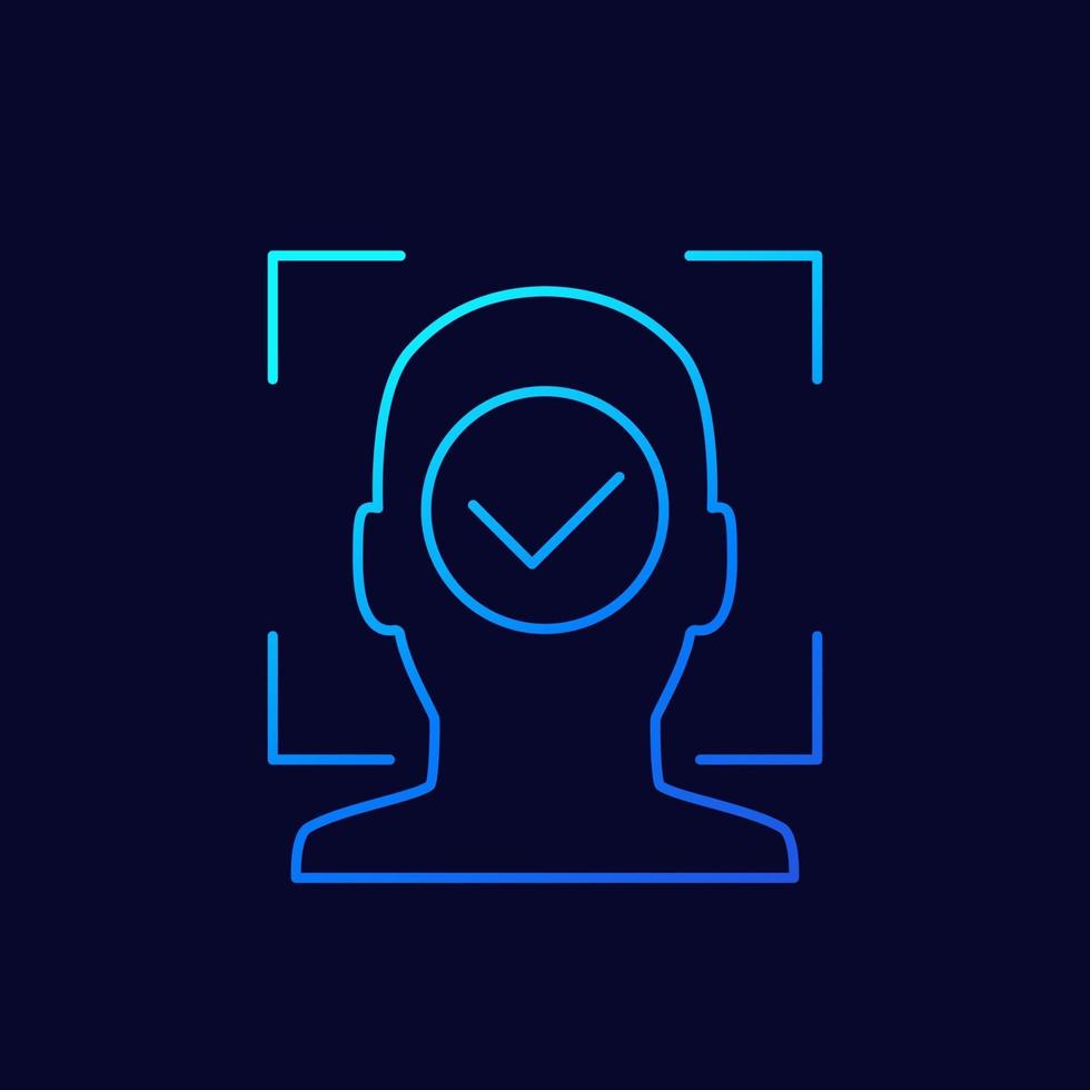 facial recognition icon, face scanning linear design vector