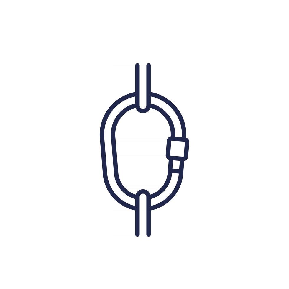 carabiner icon on white, line design vector