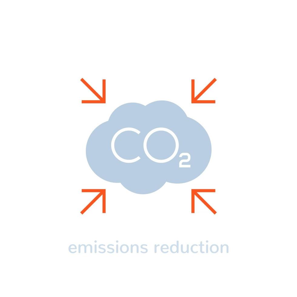 co2, emissions reduction vector icon on white