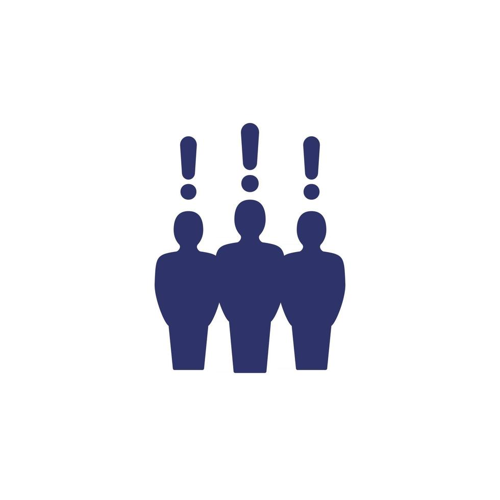people with exclamation marks icon on white vector