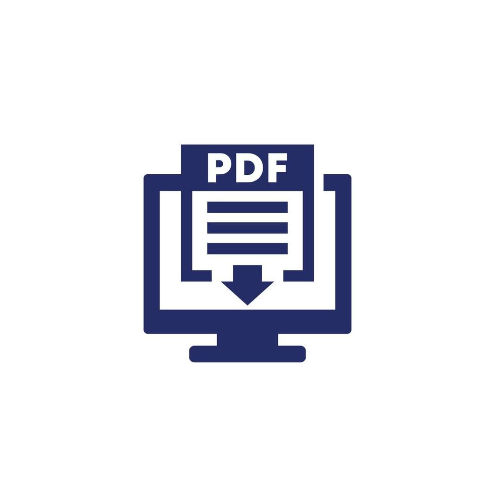 icono de descarga pdf con computadora vector