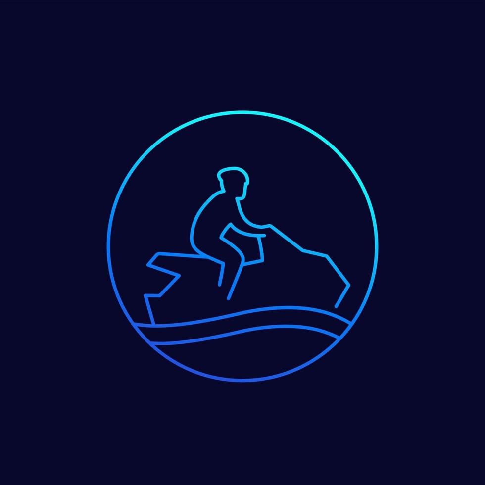 icono de línea de jet ski, vector