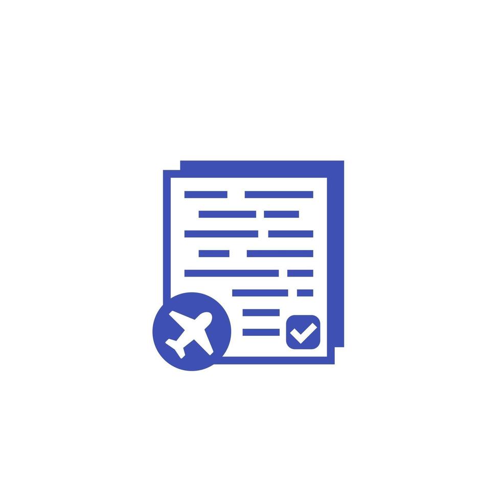 flight documents icon on white vector