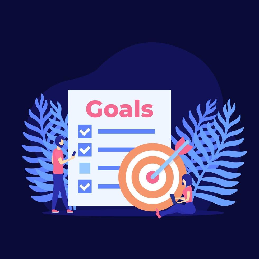 Goals and planning vector illustration with people