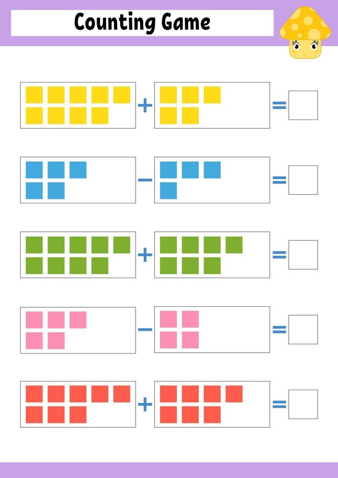 juego de hoja de trabajo para niños en edad preescolar. vector