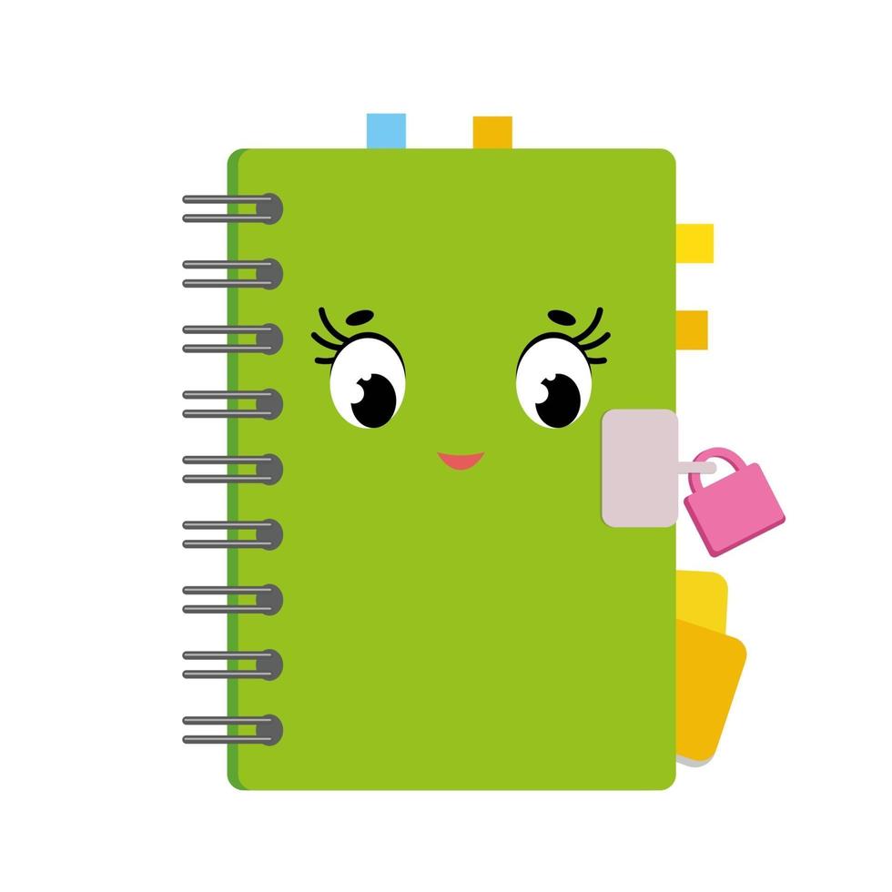 lindo cuaderno de dibujos animados vector