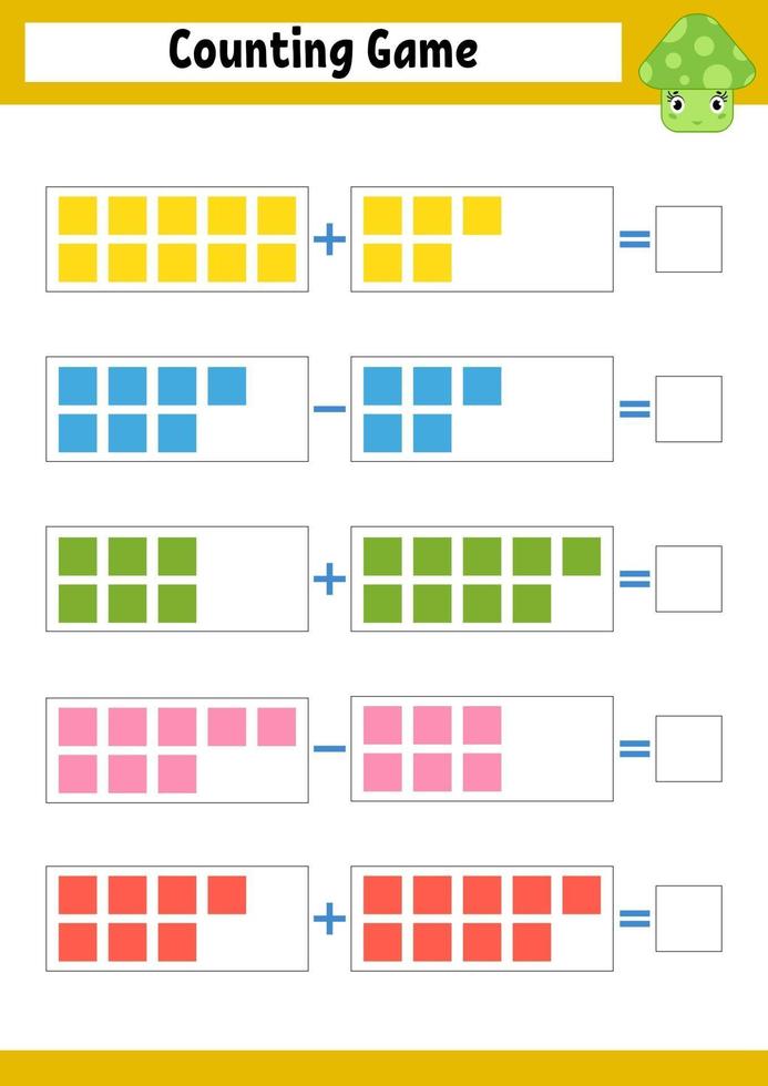 juego de hoja de trabajo para niños en edad preescolar. vector