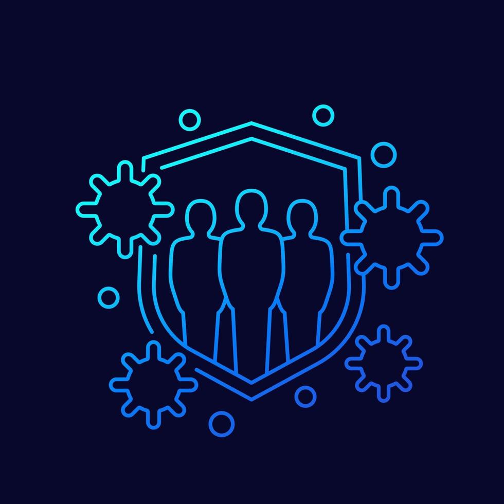 immune system, strong immunity line vector icon