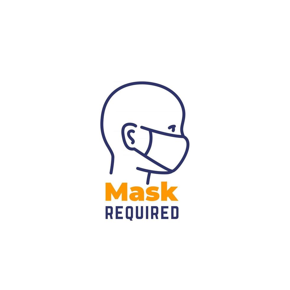 mask required sign, line icon vector
