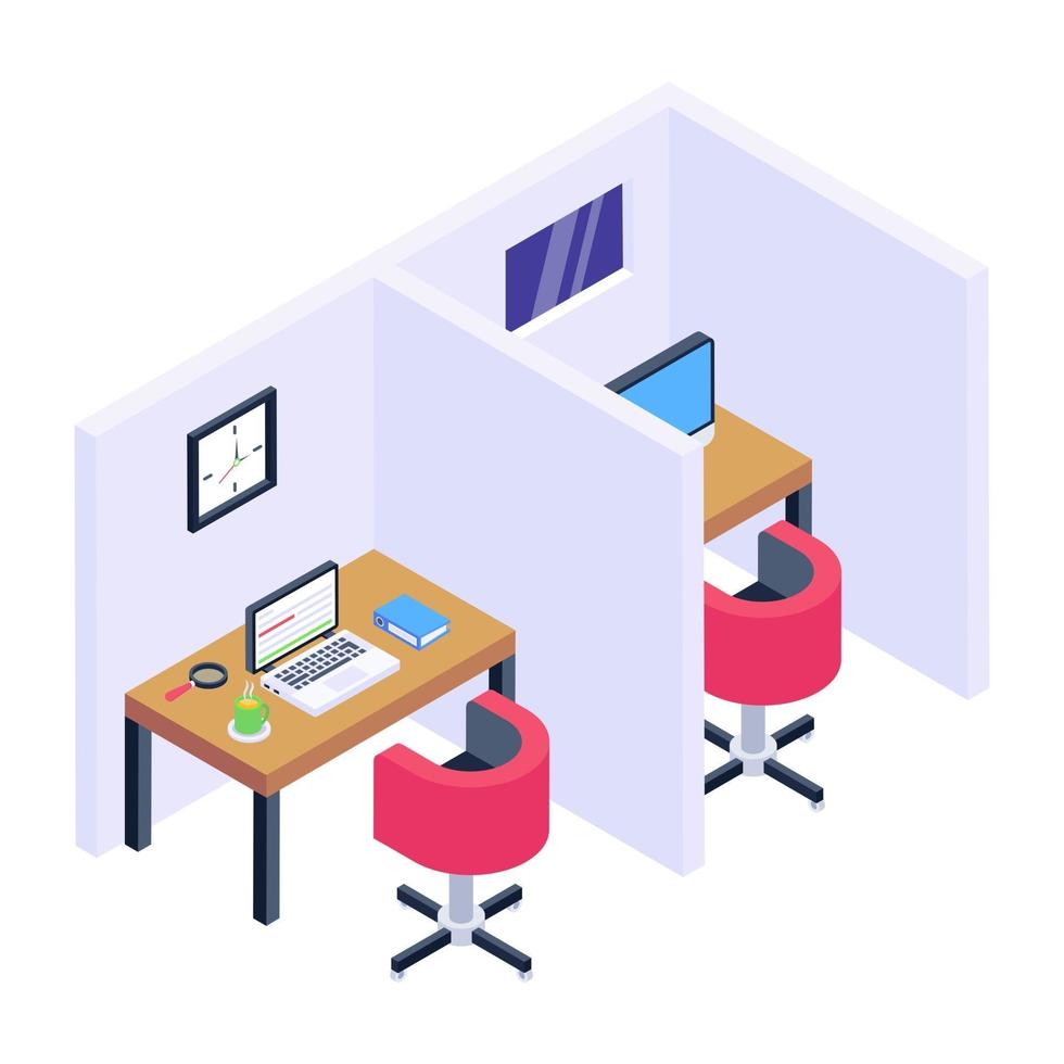 espacio de trabajo y cabina de oficina vector