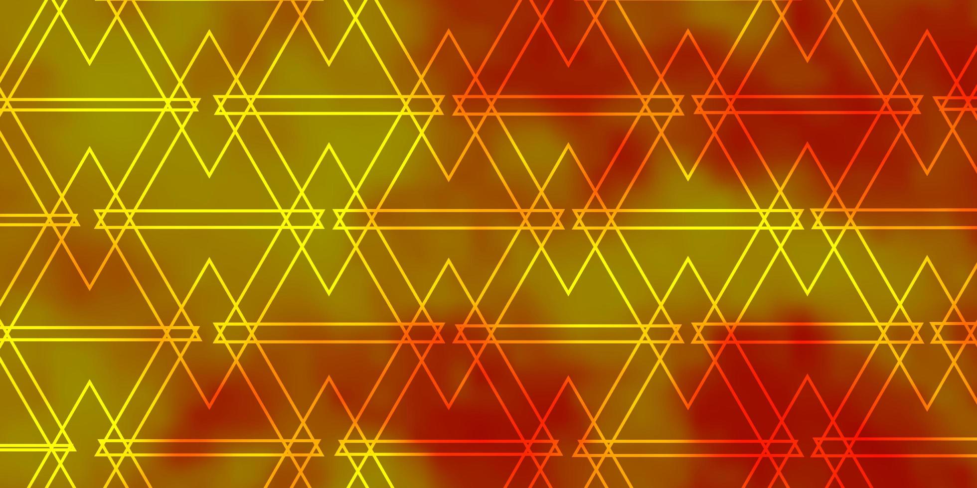 Fondo de vector naranja claro con líneas, triángulos.