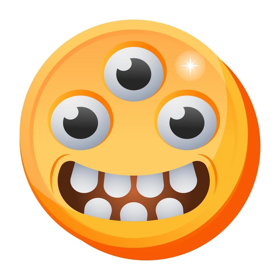 monstruo emoji de tres ojos vector