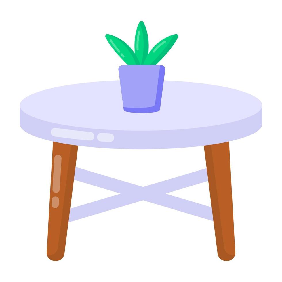 Round Table with Plant vector