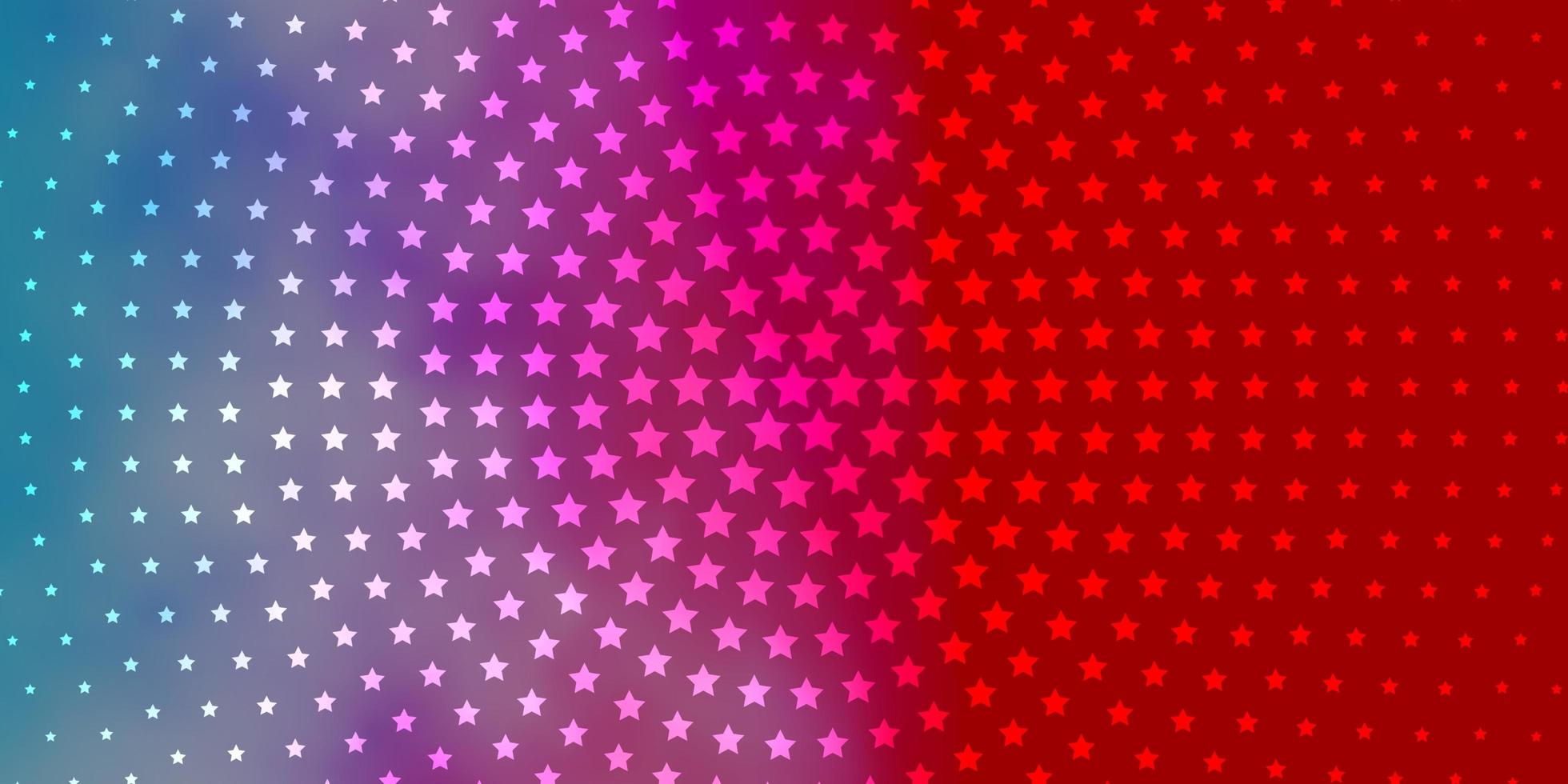 Fondo de vector azul claro, rojo con estrellas pequeñas y grandes.