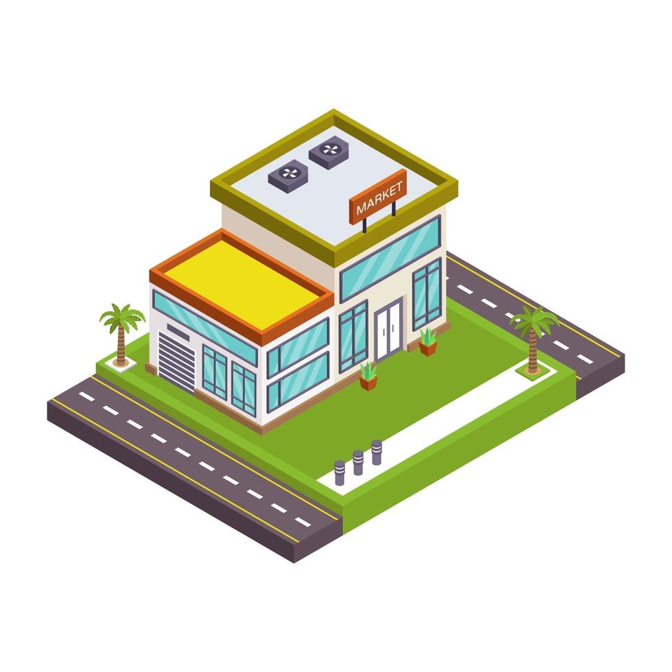 Market and Building vector