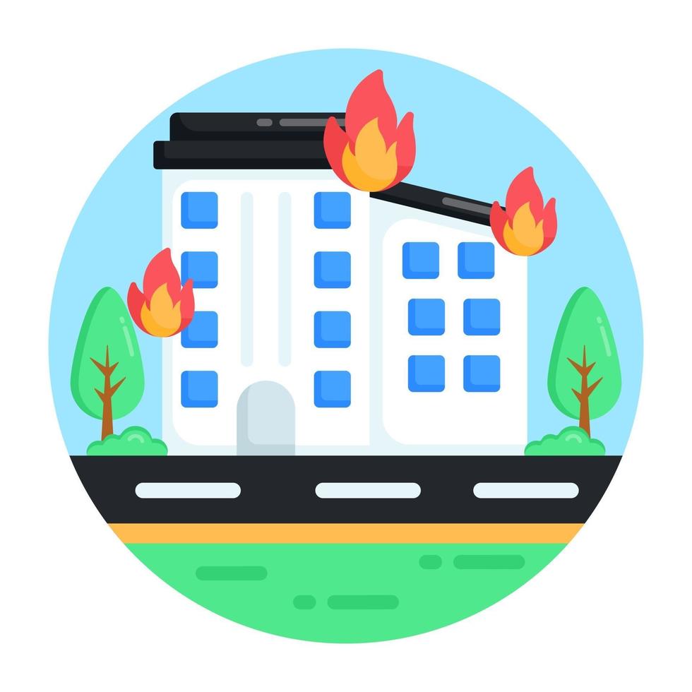 fuego del edificio de la ciudad vector