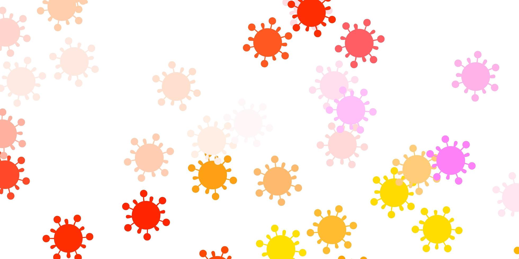 textura de vector rosa claro, amarillo con símbolos de enfermedades.