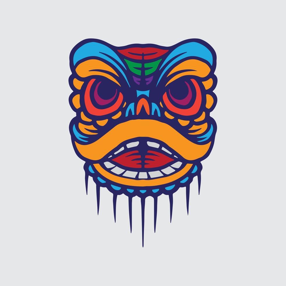 Lion dance drawing vector