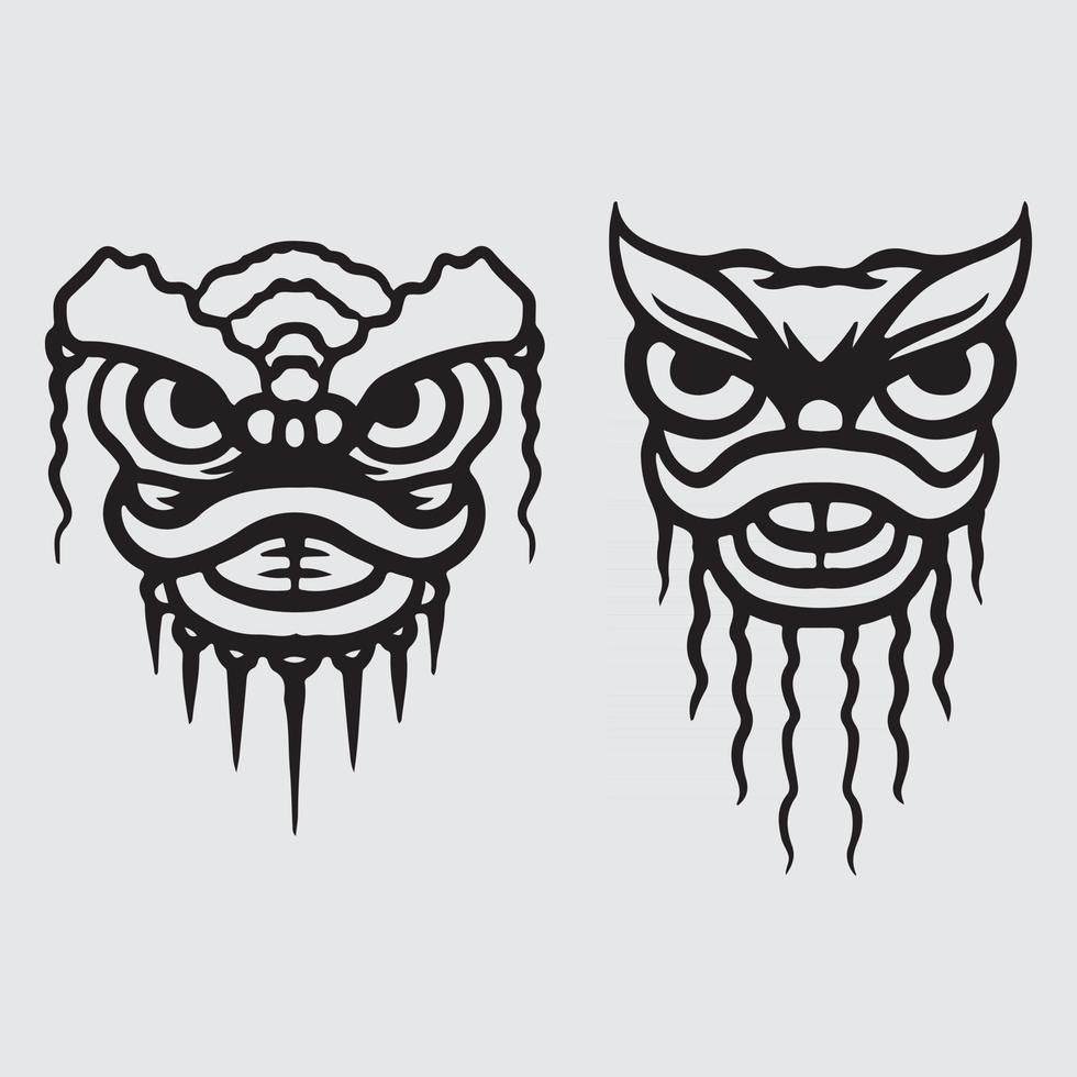 Lion dance drawing vector