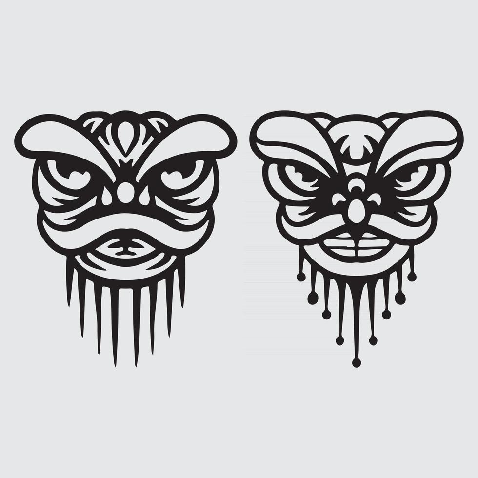 Lion dance drawing vector