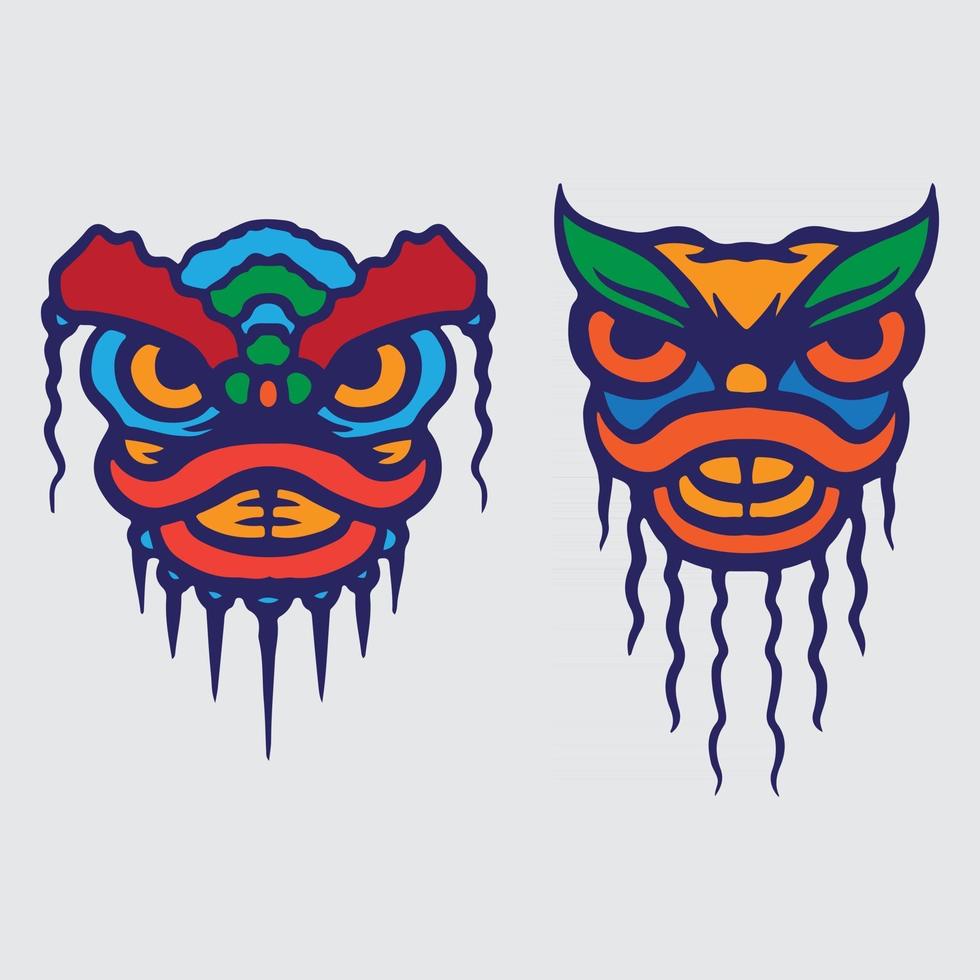 Lion dance drawing vector